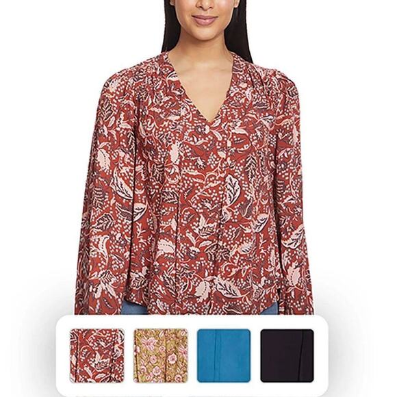 JESSICA SIMPSON Red Leslie Boho Long Flare Sleeve Top Size Medium New with Tag - Picture 3 of 3